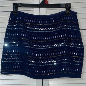 Elegant Midnight Blue Sequin Mini Skirt